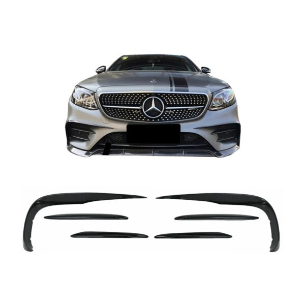 All in Point Splitters Μπροστινού Προφυλακτήρα Για Mercedes-Benz E-Class W213 16-19 Pro Facelift Amg Line Έκδοση Γυαλιστερό Μαύρο 6 Τεμάχια 0031434
