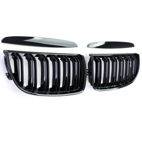 Καρδιές Μάσκας Για Bmw 3 E90 /E91 05-08 M4 Look Με Διπλή Γρίλια Μαύρο Γυαλιστερό 4 Τεμάχια - Image 3