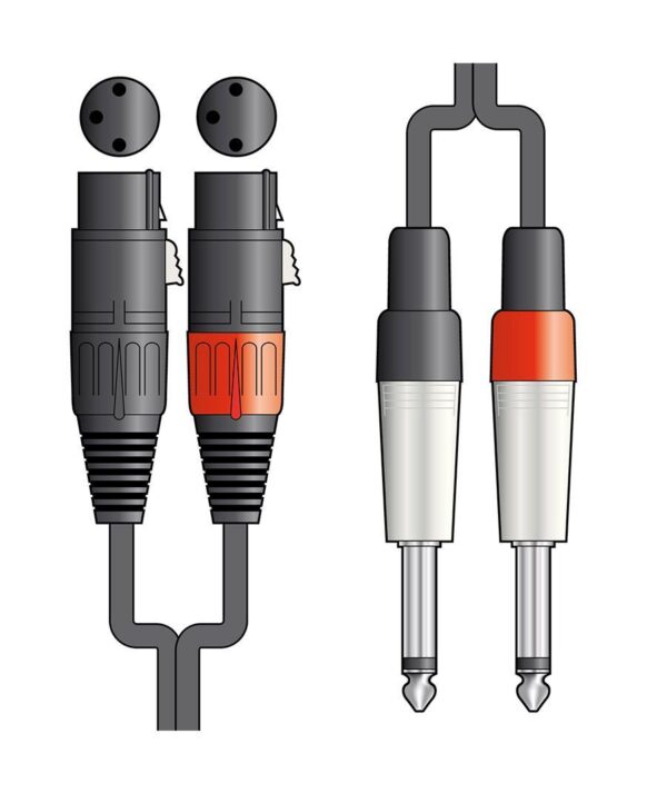 26J-2XF300 Καλώδιο Ήχου 2 x XLR Female - 2 x 6.3mm Mono Jack Plugs 3m (Τεμάχιο) - Image 2