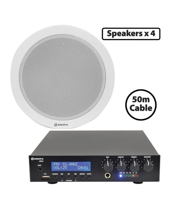 All in point Κολωνου 1 Περιστερι - Adastra 4*EC56V+UM30 Πακέτο με 4 Ηχεία Οροφής 100V και Μίκτη-ενισχυτή 30W Bluetooth/USB (Σετ) 300.010UK