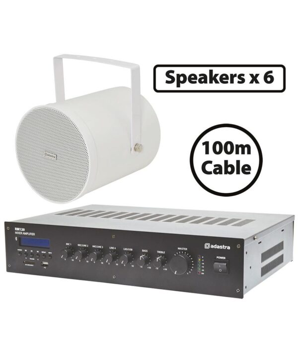 All in point Κολωνου 1 Περιστερι - Adastra 6*WSP25W+RM120D Πακέτο Background Music με 6 Ηχεία 100V και Μίκτη-Ενισχυτή 120W Λευκό (Σετ) 300.142UK