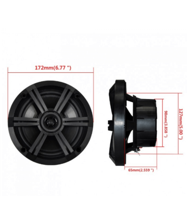 Hasda H-065B Αδιάβροχα Ηχεία Σκάφους Με Φωτισμό LED 6.5" Μαύρα (Ζεύγος) - Image 2