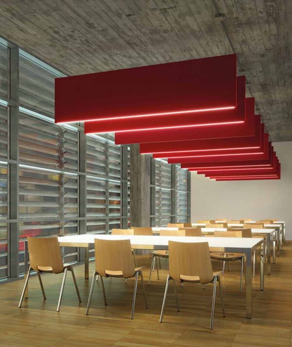 Audiodesigner Acoustic Baffle Lamp Ηχοαπορροφητικό Πάνελ Οροφής με Φωτισμό 120x30x10cm Κόκκινο (Τεμάχιο) - Image 3