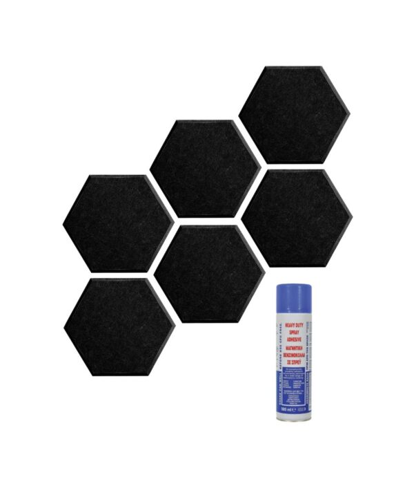 All in point Κολωνου 1 Περιστερι - Audiodesigner PET Hexagon Black 6 Ηχοαπορροφητικά Πάνελ 20 cm / 1 τ.μ. με Βενζινόκολλα (Σετ)