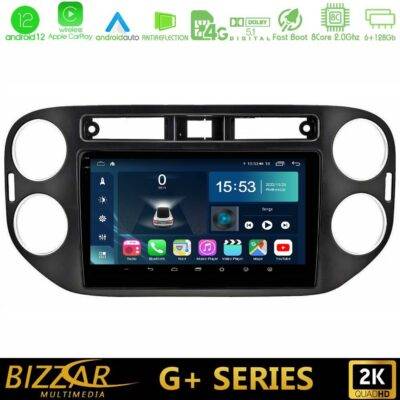 Bizzar G+ Series VW Tiguan (23mm alarm button) 8core Android12 6+128GB Navigation Multimedia Tablet 9"