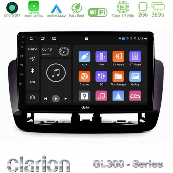 Clarion GL300 Series 4Core Android11 2+32GB Seat Ibiza 2012-2015 Navigation Multimedia Tablet 9" Με Carplay & Android Auto