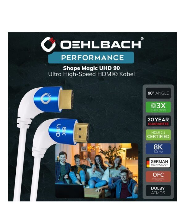 Oehlbach Shape Magic UHD 90 Ultra High Speed HDMI® Καλώδιο 1,5 m White - Image 3