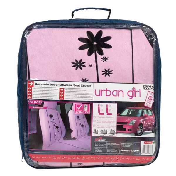 Καλύμματα Υφασμάτινα Urban Girl Ροζ Σετ Εμπρός-Πίσω 15 Τεμάχια FUND96P - Image 3