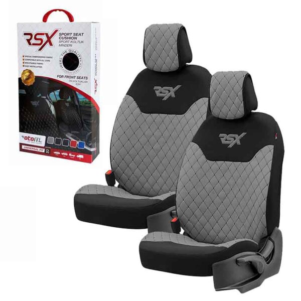 All in Point Ημικαλύμματα Μπροστινών Καθισμάτων Otom RSX Sport Ύφασμα Κεντητό Καπιτονέ Γκρι Με Μαύρη Ραφή RSXL-103 2 Τεμάχια 0027059