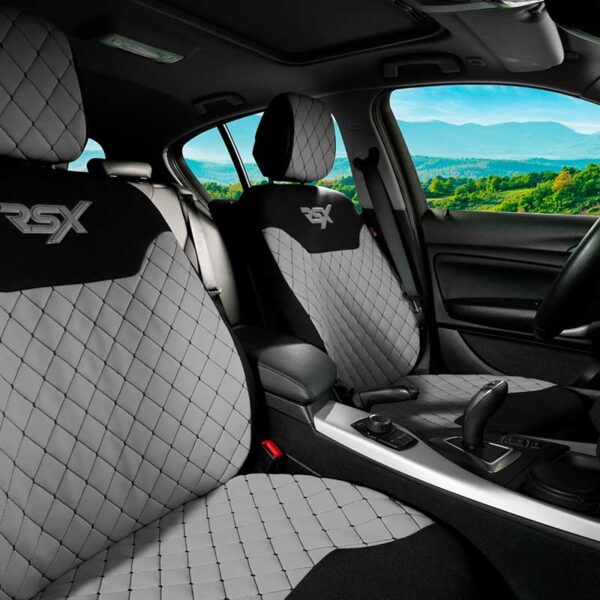 Ημικαλύμματα Μπροστινών Καθισμάτων Otom RSX Sport Ύφασμα Κεντητό Καπιτονέ Γκρι Με Μαύρη Ραφή RSXL-103 2 Τεμάχια - Image 5