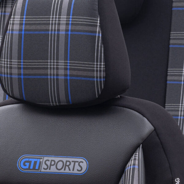 Καλύμματα Αυτοκινήτου Otom GTI Sports Design Universal Jacquard / Lacost / Δερματίνη Σετ Εμπρός / Πίσω 11 Τεμαχίων Μαύρο - Μπλε GTI-803 - Image 2