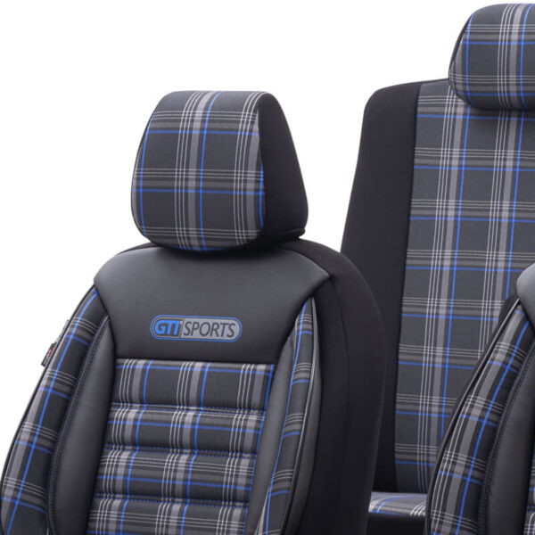 Καλύμματα Αυτοκινήτου Otom GTI Sports Design Universal Jacquard / Lacost / Δερματίνη Σετ Εμπρός / Πίσω 11 Τεμαχίων Μαύρο - Μπλε GTI-803 - Image 3