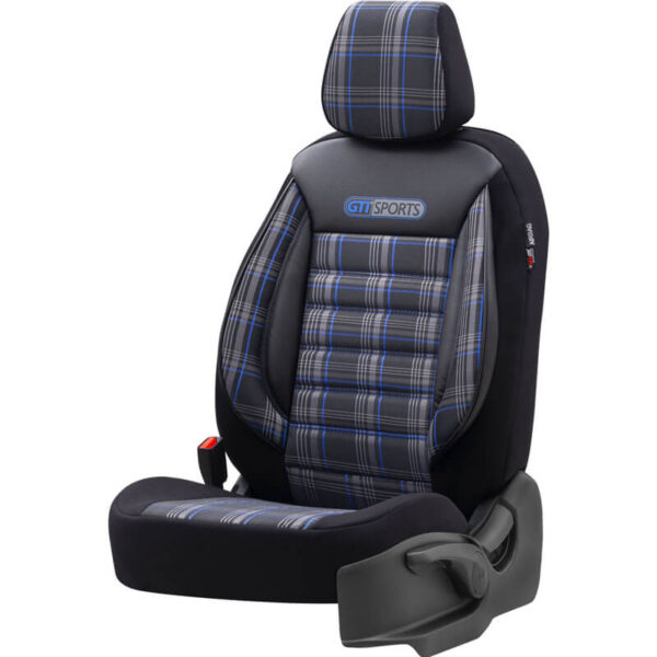 Καλύμματα Αυτοκινήτου Otom GTI Sports Design Universal Jacquard / Lacost / Δερματίνη Σετ Εμπρός / Πίσω 11 Τεμαχίων Μαύρο - Μπλε GTI-803 - Image 4