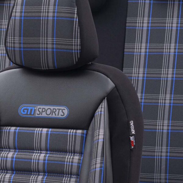 Καλύμματα Αυτοκινήτου Otom GTI Sports Design Universal Jacquard / Lacost / Δερματίνη Σετ Εμπρός / Πίσω 11 Τεμαχίων Μαύρο - Μπλε GTI-803 - Image 5