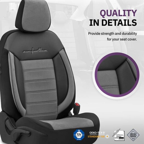 Καλύμματα Αυτοκινήτου Otom Comfortline Design Universal Sued / Rachel / Δερματίνη Σετ Εμπρός / Πίσω 11 Τεμαχίων Μαύρο - Γκρι CMF-206 - Image 5