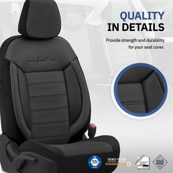 Καλύμματα Αυτοκινήτου Otom Comfortline Design Universal Sued / Rachel / Δερματίνη Σετ Εμπρός / Πίσω 11 Τεμαχίων Μαύρο CMF-209 - Image 6