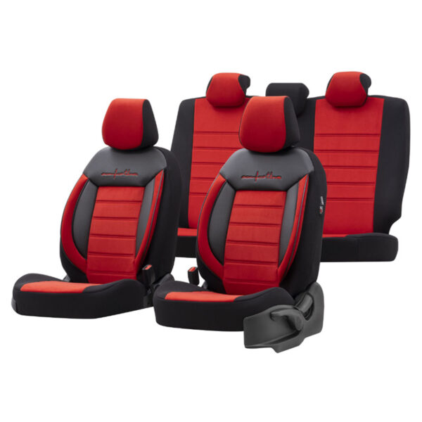 All in Point Καλύμματα Αυτοκινήτου Otom Comfortline Design Universal Sued / Rachel / Δερματίνη Σετ Εμπρός / Πίσω 11 Τεμαχίων Μαύρο - Κόκκινο CMF-207 0027085