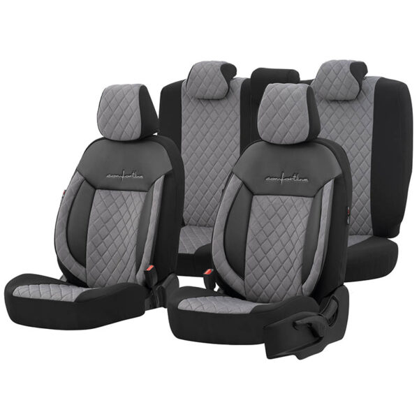 All in Point Καλύμματα Αυτοκινήτου Otom Comfortline VIP Design Universal Sued / Rachel / Δερματίνη Καπιτονέ Σετ Εμπρός / Πίσω 11 Τεμαχίων Μαύρο - Γκρι CMV-233 0027091