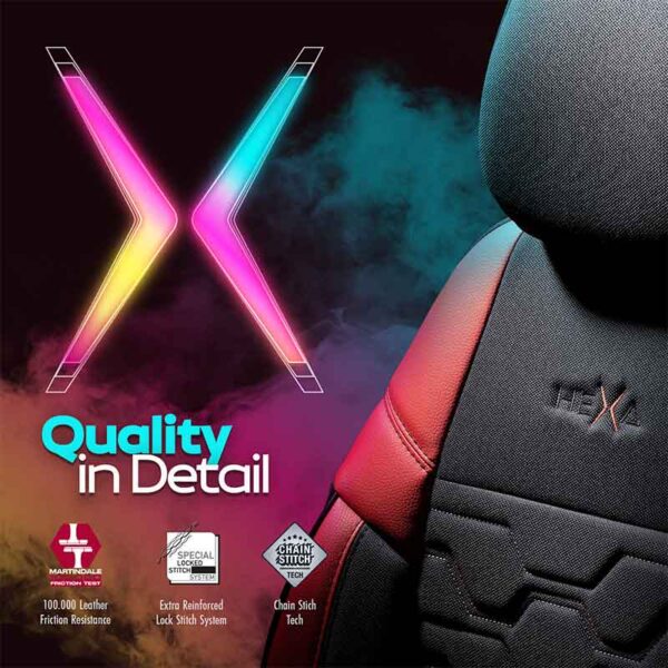 Καλύμματα Αυτοκινήτου Otom Hexa Design Universal Jacquard / Rachel / Δερματίνη Σετ Εμπρός / Πίσω 11 Τεμαχίων Μαύρο - Κόκκινο HEX-2801 - Image 6