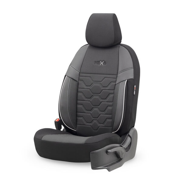 Καλύμματα Αυτοκινήτου Otom Hexa Design Universal Jacquard / Rachel / Δερματίνη Σετ Εμπρός / Πίσω 11 Τεμαχίων Μαύρο - Γκρι HEX-2805 - Image 2