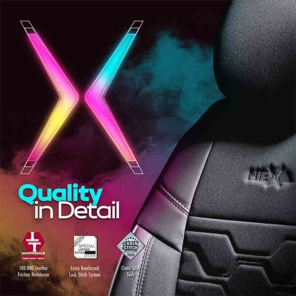 Καλύμματα Αυτοκινήτου Otom Hexa Design Universal Jacquard / Rachel / Δερματίνη Σετ Εμπρός / Πίσω 11 Τεμαχίων Μαύρο - Γκρι HEX-2805 - Image 6