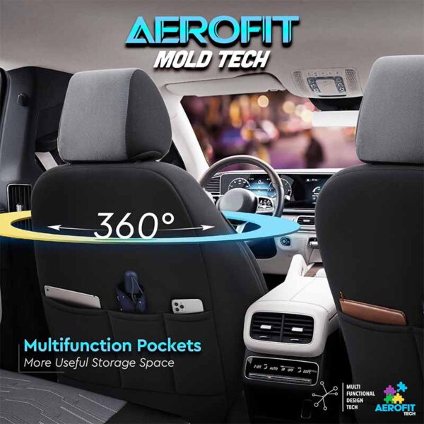 Καλύμματα Αυτοκινήτου Otom Reflective Design Universal Jacquard / Rachel / Δερματίνη Σετ Εμπρός / Πίσω 11 Τεμαχίων Μαύρο - Σκούρο Γκρι RFL-2603 - Image 6