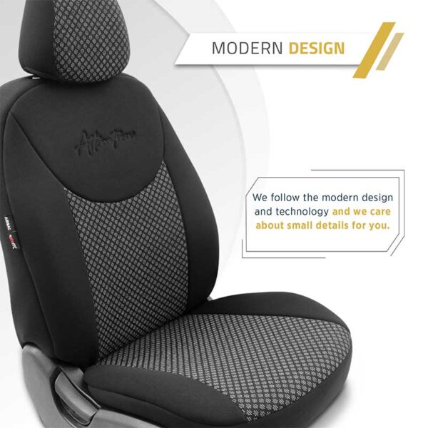 Καλύμματα Αυτοκινήτου Otom Attraction Design Universal Βαμβακερό Ύφασμα / Rachel Σετ Εμπρός / Πίσω 11 Τεμαχίων Μαύρο - Γκρι ATR-1301 - Image 5