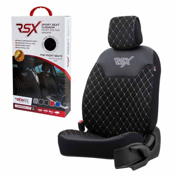 All in Point Ημικάλυμμα Αυτοκινήτου Otom RSX Diamond Sued / Δερματίνη Κεντητή Καπιτονέ Μαύρο Με Άσπρη Ραφή RSXT-102 1 Τεμάχιο 0027115
