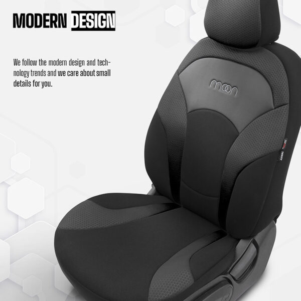 Καλύμματα Αυτοκινήτου Otom Moon Design Universal Βαμβακερό Ύφασμα / Rachel / Δερματίνη Σετ Εμπρός / Πίσω 11 Τεμαχίων Μαύρο MON-1901 - Image 5