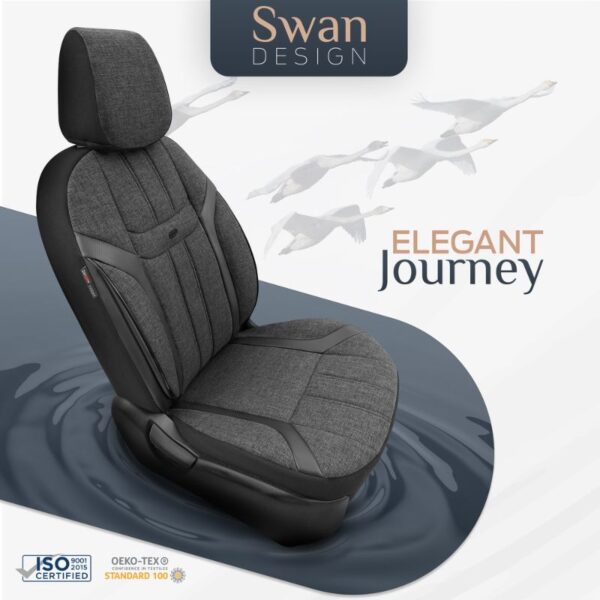 Καλύμματα Αυτοκινήτου Otom "Swan" Universal Λινό Ύφασμα / Rachel / Δερματίνη Σετ Εμπρός / Πίσω 11 Τεμαχίων Μαύρο SWN-501 - Image 4