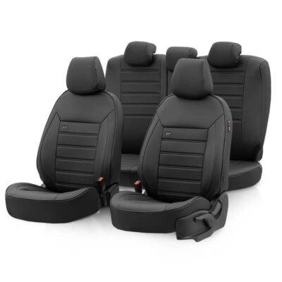 All in Point Καλύμματα Αυτοκινήτου Otom Premium Design Universal Full Δερματίνη Σετ Εμπρός / Πίσω 11 Τεμαχίων Μαύρο PRM-101 0031337