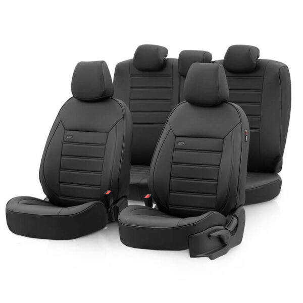 All in Point Καλύμματα Αυτοκινήτου Otom Premium Design Universal Full Δερματίνη Σετ Εμπρός / Πίσω 11 Τεμαχίων Μαύρο PRM-101 0031337