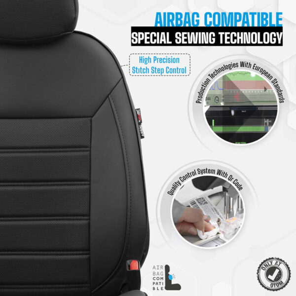 Καλύμματα Αυτοκινήτου Otom Premium Design Universal Full Δερματίνη Σετ Εμπρός / Πίσω 11 Τεμαχίων Μαύρο PRM-101 - Image 6