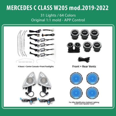 AIN-120000 - Digital iQ - DIQ AMBIENT 8161 DCP BENZ C (W205) FULLKIT (Digital iQ Ambient Light for Mercedes C (W205) mod.2019-2022