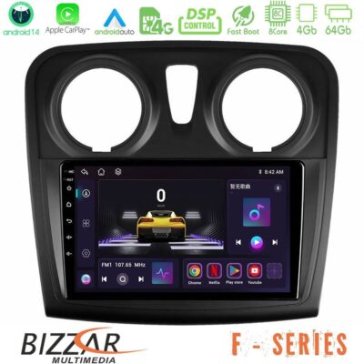 Bizzar F Series 8Core Android14 4+64GB Dacia Sandero/Dokker 2014-2020 Navigation Multimedia Tablet 9" Με Carplay & Android Auto