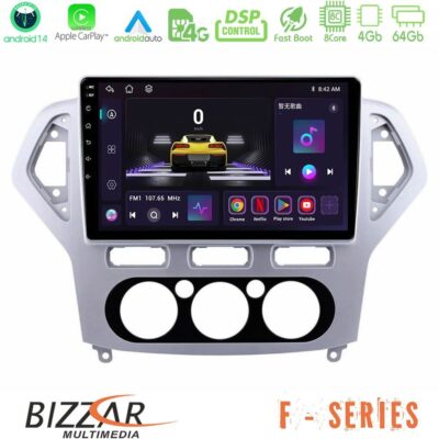 Bizzar F Series 8Core Android14 4+64GB Ford Mondeo 2007-2010 Manual A/C Navigation Multimedia Tablet 10" Με Carplay & Android Auto