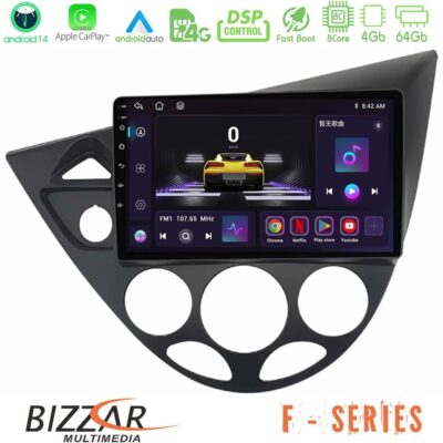 Bizzar F Series 8Core Android14 4+64GB Ford Focus 1999-2004 Navigation Multimedia Tablet 9" Με Carplay & Android Auto