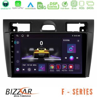 Bizzar F Series 8Core Android14 4+64GB Ford Fiesta/Fusion Navigation Multimedia Tablet 9" Με Carplay & Android Auto