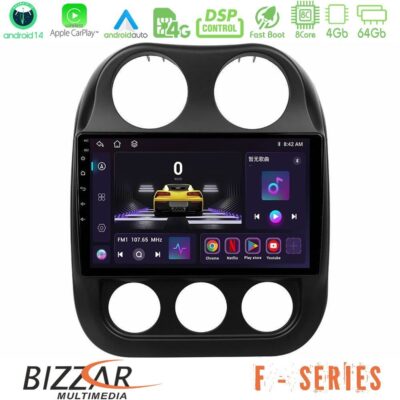 Bizzar F Series 8Core Android14 4+64GB Jeep Compass 2012-2016 Navigation Multimedia Tablet 9" Με Carplay & Android Auto