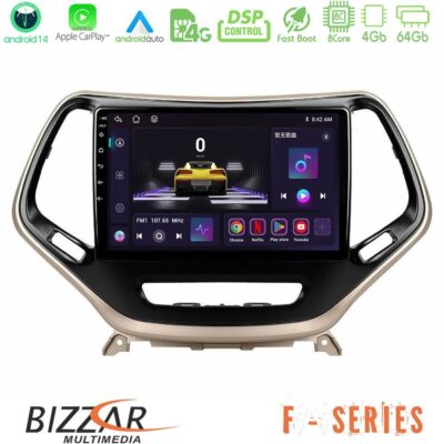 Bizzar F Series 8Core Android14 4+64GB Jeep Cherokee 2014-2019 Navigation Multimedia Tablet 9" Με Carplay & Android Auto