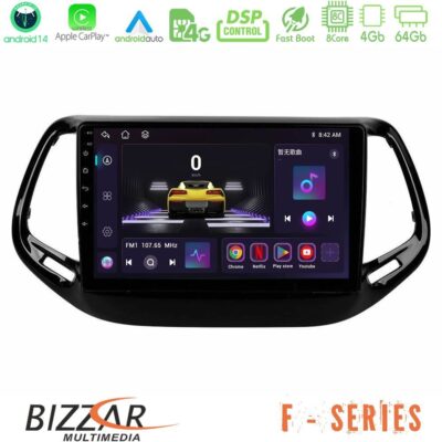 Bizzar F Series 8Core Android14 4+64GB Jeep Compass 2017> Navigation Multimedia Tablet 10" Με Carplay & Android Auto