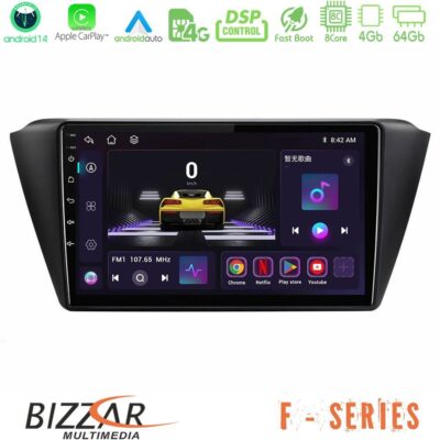 Bizzar F Series 8Core Android14 4+64GB Skoda Fabia 2015-2021 Navigation Multimedia Tablet 9" Με Carplay & Android Auto