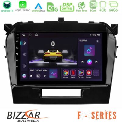 Bizzar F Series 8Core Android14 4+64GB Suzuki Vitara 2015-2021 Navigation Multimedia Tablet 9" Με Carplay & Android Auto