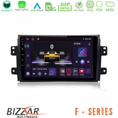 Bizzar F Series 8Core Android14 4+64GB Suzuki SX4 2006-2014 Fiat Sedici 2006-2014 Navigation Multimedia Tablet 9" Με Carplay & Android Auto