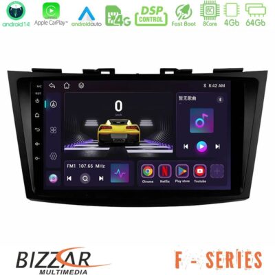 Bizzar F Series 8Core Android14 4+64GB Suzuki Swift 2011-2016 Navigation Multimedia Tablet 9" Με Carplay & Android Auto