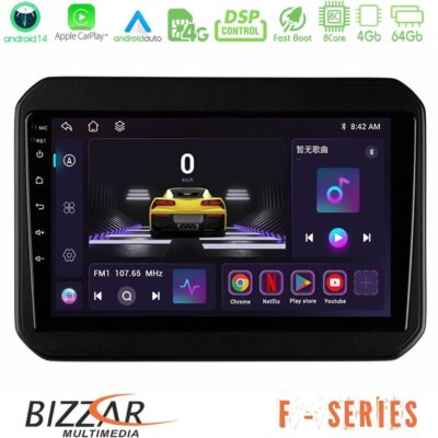 Bizzar F Series 8Core Android14 4+64GB Suzuki Ignis Navigation Multimedia Tablet 9" Με Carplay & Android Auto