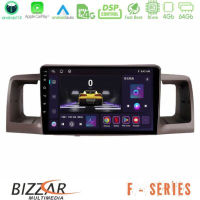 Bizzar F Series 8Core Android14 4+64GB Toyota Corolla 2002-2006 Navigation Multimedia Tablet 9" Με Carplay & Android Auto