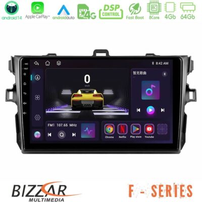 Bizzar F Series 8Core Android14 4+64GB Toyota Corolla 2007-2012 Navigation Multimedia Tablet 9" Με Carplay & Android Auto