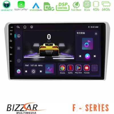 Bizzar F Series 8Core Android14 4+64GB Toyota Avensis T25 02/2003–2008 Navigation Multimedia Tablet 9" Με Carplay & Android Auto