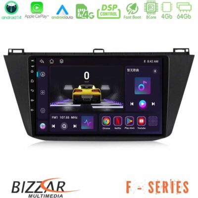 Bizzar F Series 8Core Android14 4+64GB Vw Tiguan 2016-2022 Navigation Multimedia Tablet 10" Με Carplay & Android Auto